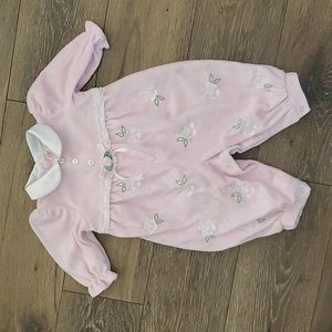 B.T. kids vintage velour baby girl 3-6 months one piece with snap bottomless